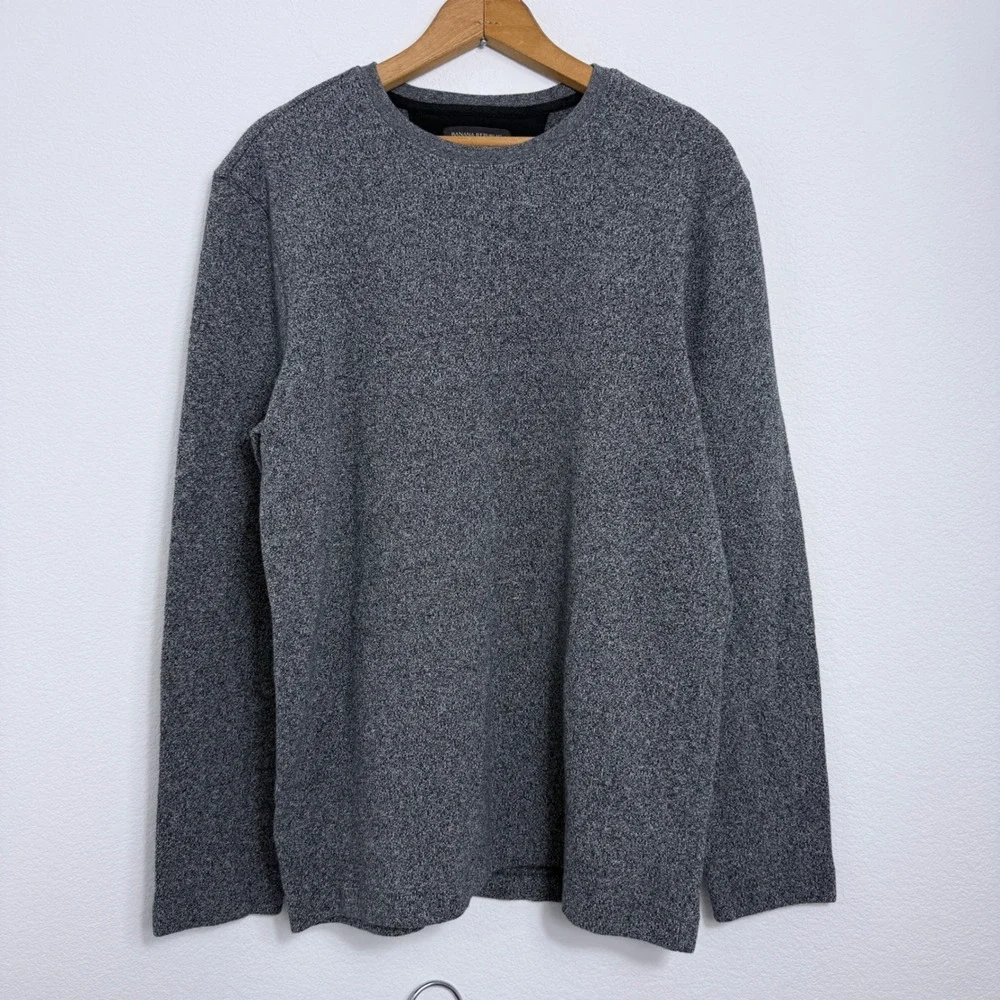 Banana Republic Mens XL Gray Marl Cotton Blend Long Sleeve Crewneck Sweater